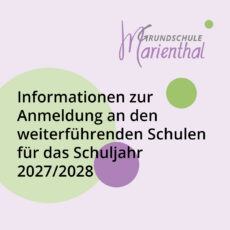 Informationen zur Anmeldung an die weiterführenden Schulen 2027/2028